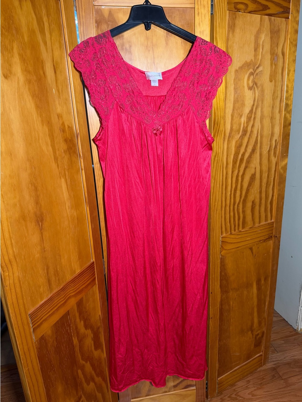 Vintage Shadowline Red Nylon Nightgown|Sz 1X